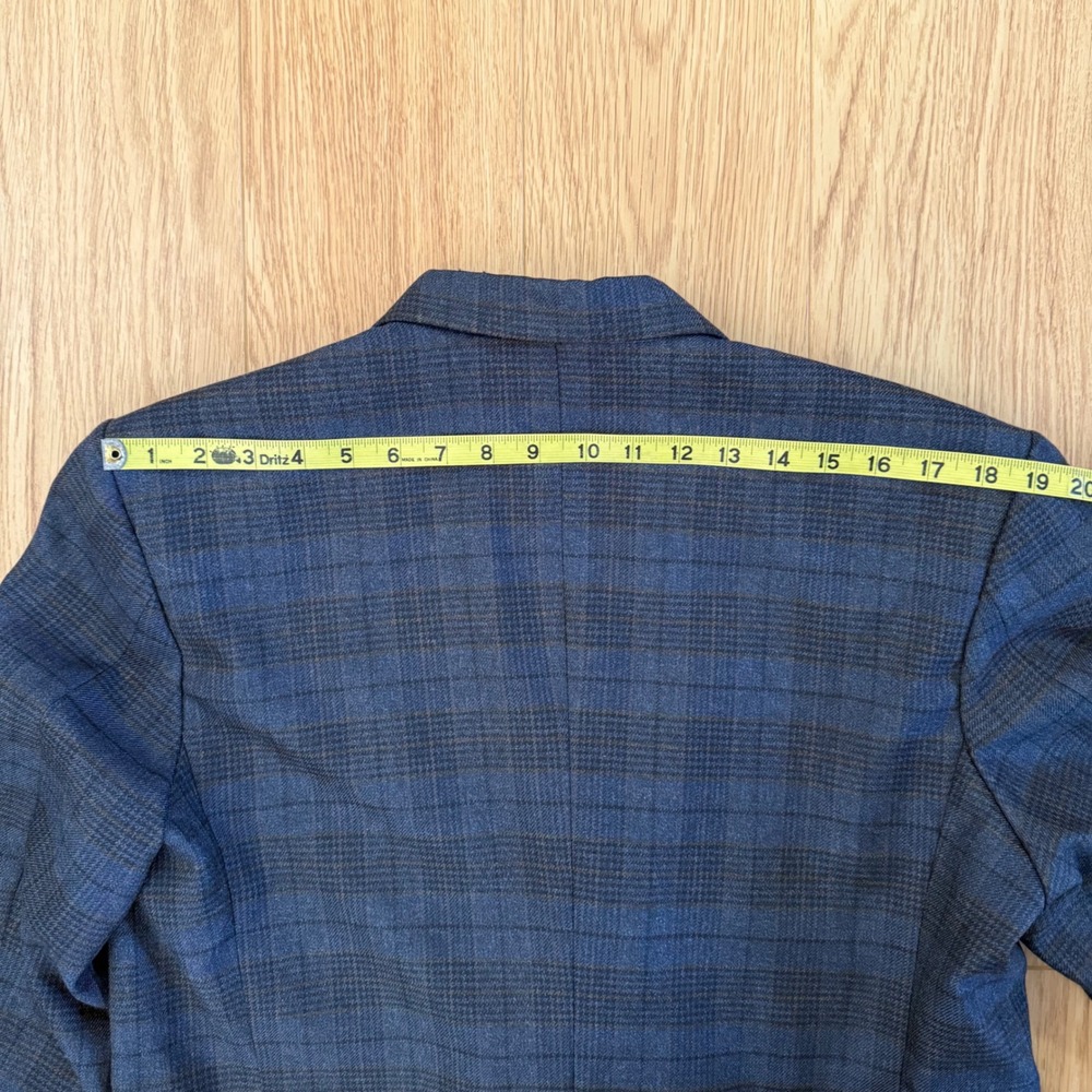 French Crown Suit Mens 42 34x31.5 Gray Blue Plaid Double Breasted AMAZING Wool - Picture 9 of 16